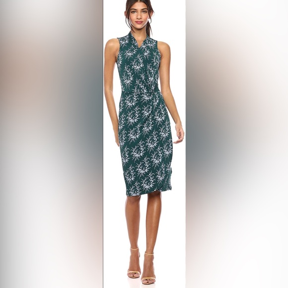 Lark + Ro Floral Faux‎ Wrap Floral Midi Dress - Picture 1 of 8